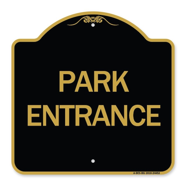 Designer Series Sign-Park Entrance, Black & Gold Aluminum Architectural Sign, 18" H, BG-1818-24453